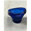 Image 2 : Cobalt Blue Vintage Glass Eyebath by Orthex, Higgins Drawing Ink Bottle w/ Rubber Stopper