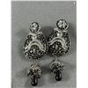 Image 2 : Gorgeous Black Glass and Rhinestones Chandelier Earrings + Headpiece Set