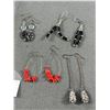 Image 2 : 6 Vintage Pairs of Stones Crystal + Rhinestones Dangle Earrings