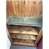 Image 2 : Shaker Style Pine Cabinet w/ Glass & Pine Wood Shelving. Approx. 80"x 36"x14". NO SHIPPING