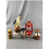 Image 1 : Wax Candles - Falcon Figurine (Approx. 13" Tall), Turkey, Owl, Church Theme & Kerosene Lantern w/Gla