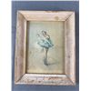 Image 2 : 2 Vintage Wood Framed Pictures - Ballarina Print Approx 9" x 11 1/2" & Sea Scape Painting 11" x 14"