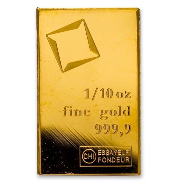 1/10 oz Pure Gold Bar Contains 1/10 of .999+ fine Gold.