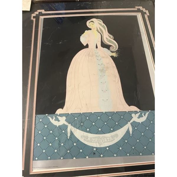 ERTE  FRAMED LITHOGRAPH ART DECO  FEMINA  30 X22 