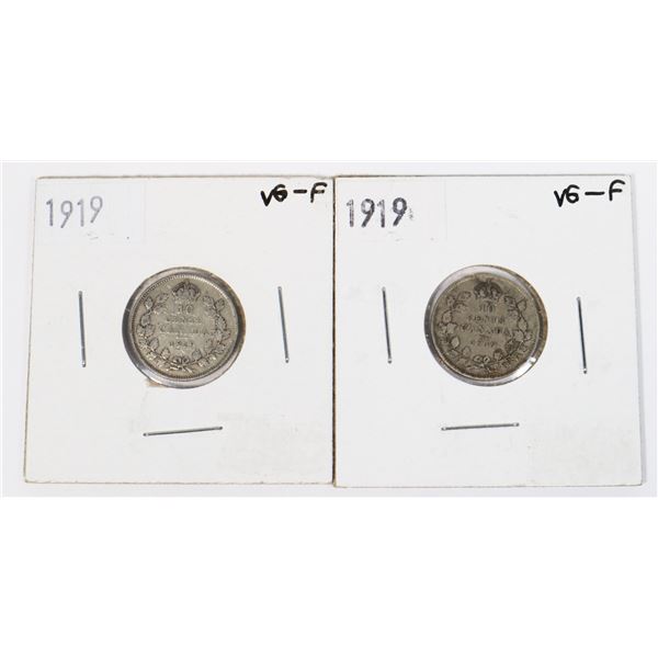 1919 AND 1919 CANADA 10CENT COINS 92.5% SILVER