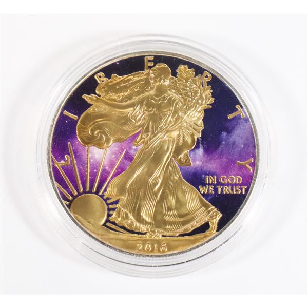 2016 USA 1-OZ "SPACE" COLOURED AND GOLD PLATED