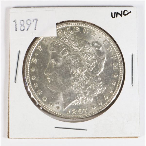 1897 MORGAN SILVER DOLLAR UNC SILVER COIN