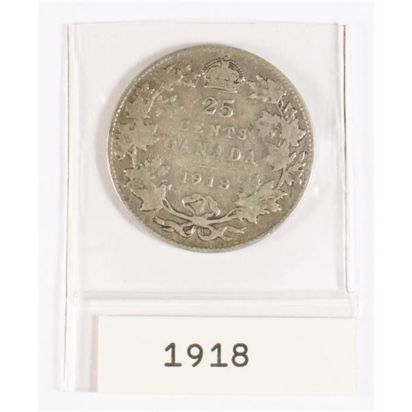 1918 CANADA 25CENT QUARTER (92.5% SILVER)