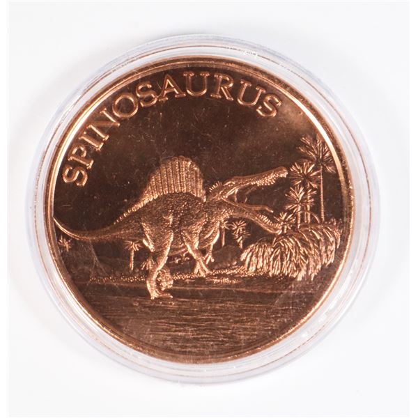 1-OZ FINE COPPER SPINOSAURUS ROUND IN CAPSULE