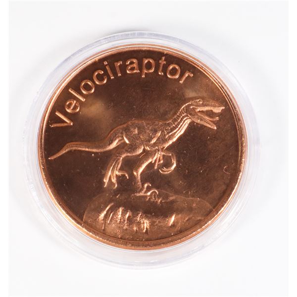 1-OZ FINE COPPER VELOCIRAPTOR ROUND IN CAPSULE