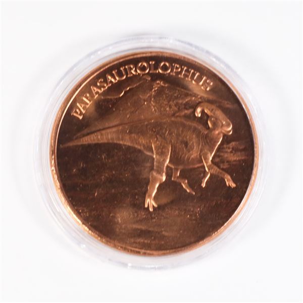 1-OZ FINE COPPER PARASAUROLOPHUS ROUND IN CAPSULE