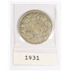 Image 1 : 1931CANADA 25 CENT SILVER COIN (.15-OZ SILVER)