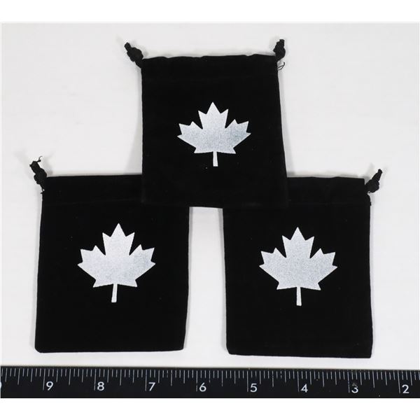 THREE BLACK 3 X4  VELVET GIFT BAGS