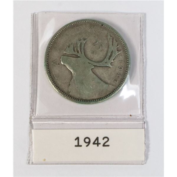 1942 CANADIAN SILVER QUARTER (0.15-OZ SILVER)