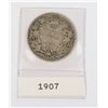 Image 1 : 1907 CANADA 25 CENT COIN (92.5% SILVER)