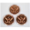 Image 2 : THREE TYRANNOSAURUS REX COPPER ROUNDS IN CAPSULES