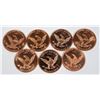 Image 2 : SET OF SEVEN DINOSAUR 1-OZ COPPER ROUNDS