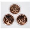 Image 1 : THREE 1-OZ PTERANODON COPPER ROUNDS IN CAPSULES