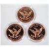 Image 2 : THREE 1-OZ PTERANODON COPPER ROUNDS IN CAPSULES