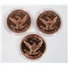 Image 2 : THREE 1-OZ TRICERATOPS COPPER ROUNDS IN CAPSULES