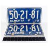 Image 1 : PAIR OF BLUE ALBERTA 1970 LICENSE PLATES 502181