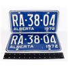 Image 1 : PAIR OF BLUE ALBERTA 1972 LICENSE PLATES RA3804