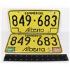 Image 1 : PAIR OF YELLOW COMMERCIAL ALBERTA LICENSE