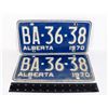 Image 1 : PAIR OF BLUE ALBERTA 1970 LICENSE PLATES BA3638