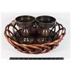 WICKER BASKET SOLD W/ X2 METAL PEDESTALS