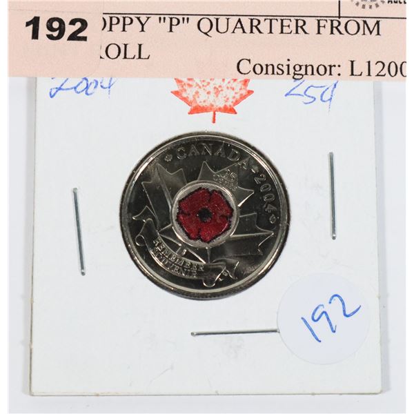 2004 POPPY "P" QUARTER FROM MINT ROLL