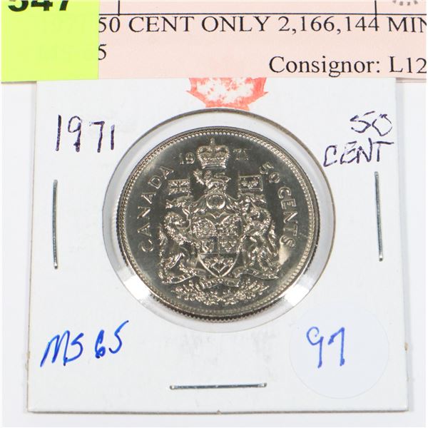 1971 50 CENT ONLY 2,166,144 MINTED MS-65