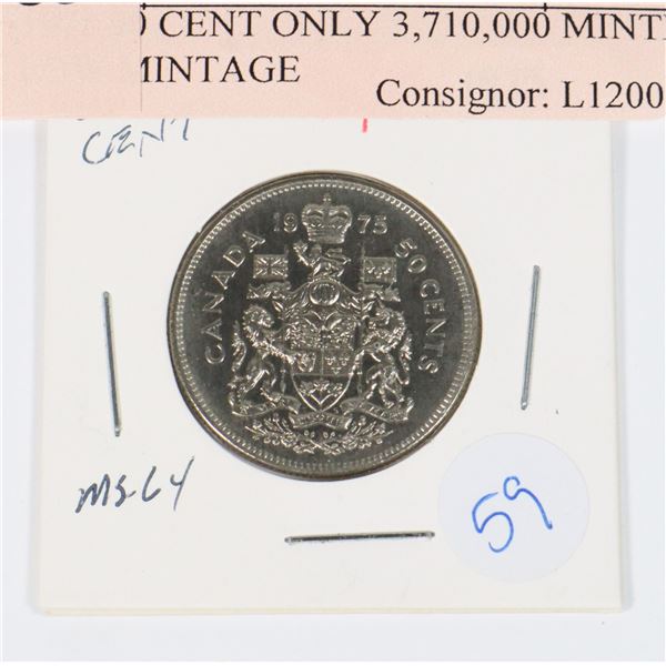 1975 50 CENT ONLY 3,710,000 MINTED LOW MINTAGE