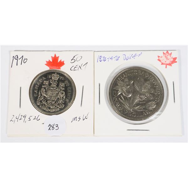 1870-1970 MANITOBA CENTENNIAL DOLLAR & 50 CENT