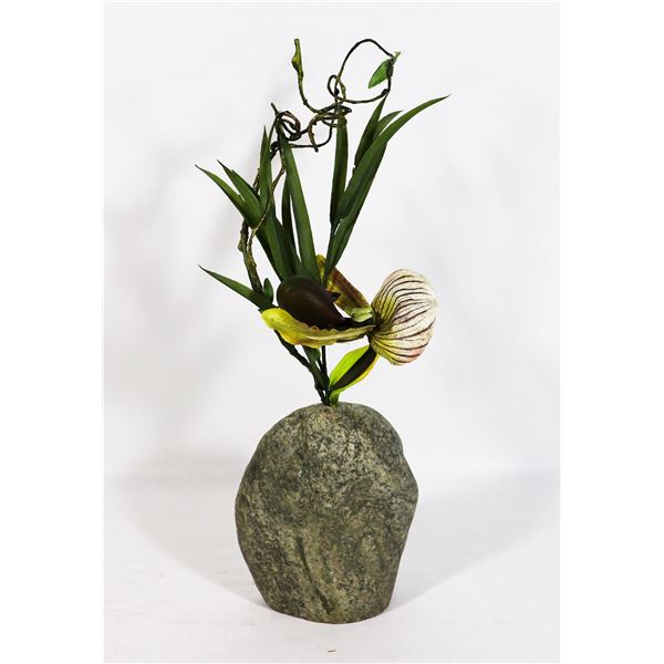 DECORATIVE FAUX PLANT ON ROCK