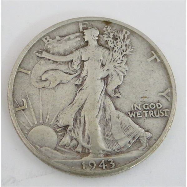 1943 USA Walking Liberty Silver Half Dollar