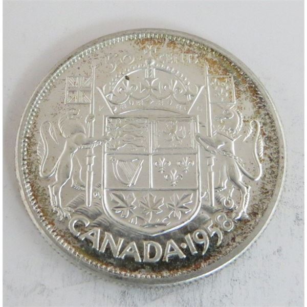 1958 Canadian Silver 50 Cent Coin