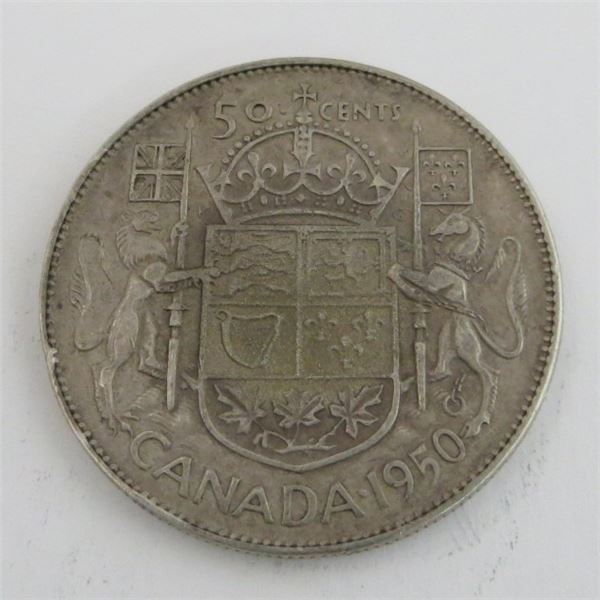 1950 Canadian Silver 50 Cent Coin