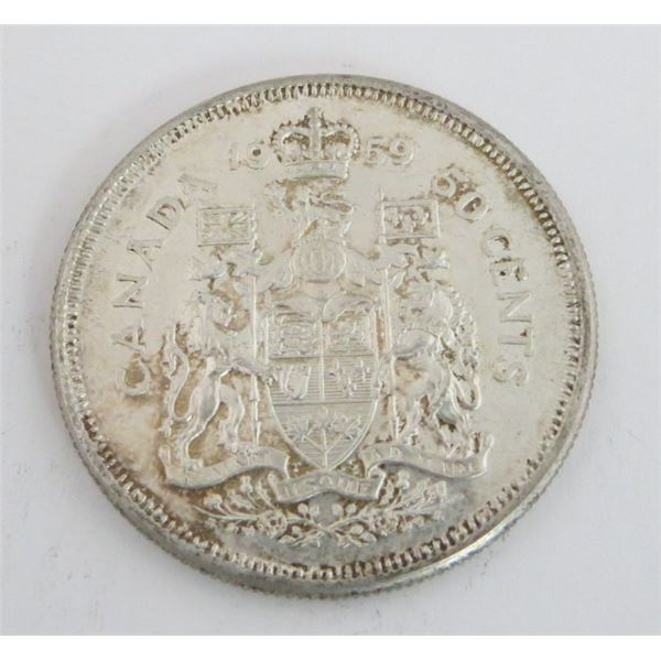 1959 Canadian Silver 50 Cent Coin