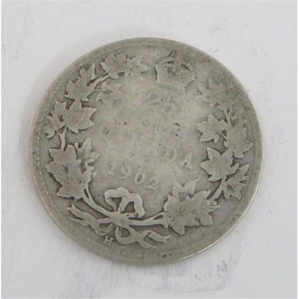 1902 Canadian 25 Cent Silver Coin