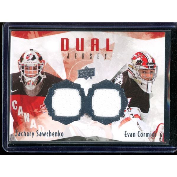2015-16 Upper Deck Team Canada Juniors Dual Jerseys #TCDSC Zachary Sawchenko/Evan Cormier