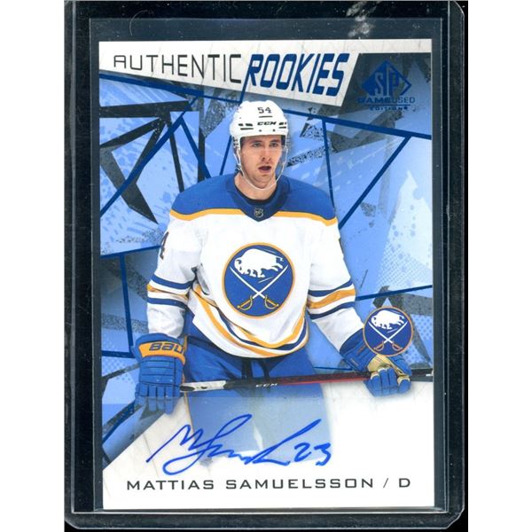 2021-22 SP Game Used Blue Autographs #169 Mattias Samuelsson