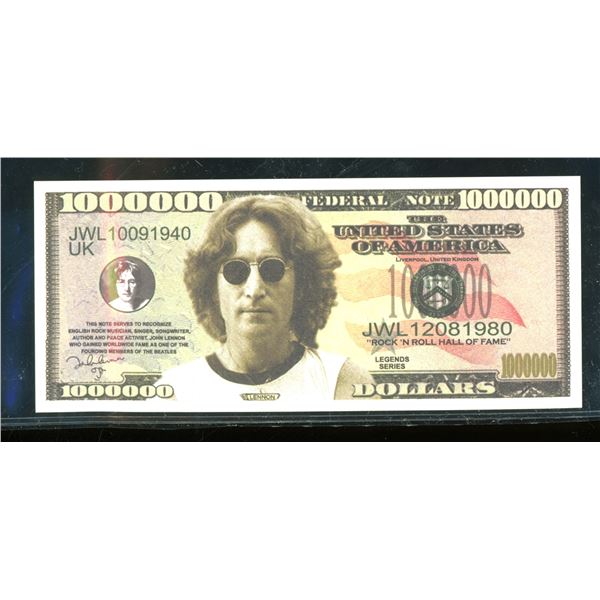 John Lennon Rock N Roll Hall Of Fame $1,000,000 Million Dollar Novelty Note