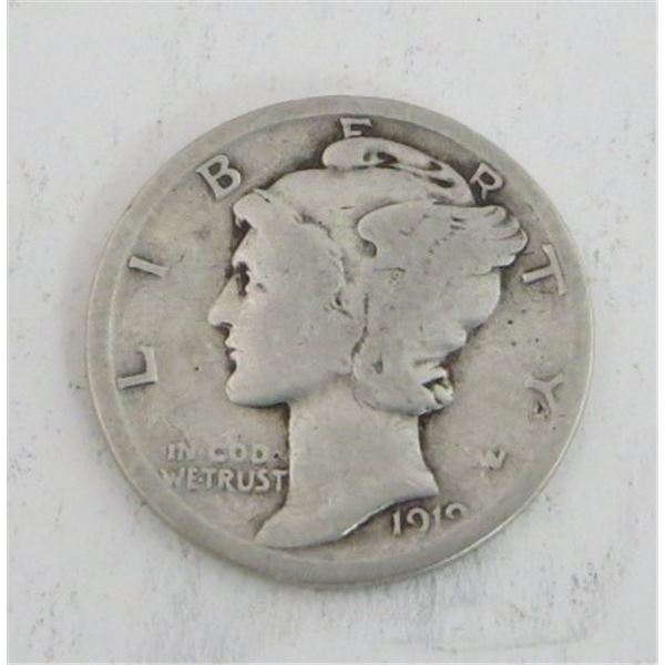 1919 USA Silver 10 Cent Coin