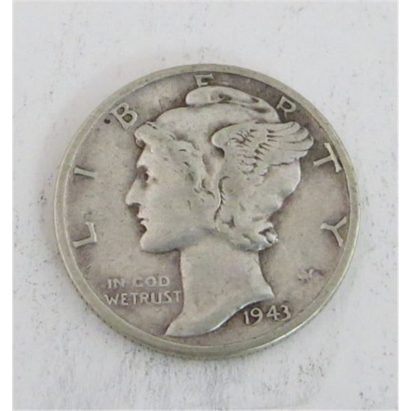 1943 USA Silver 10 Cent Coin