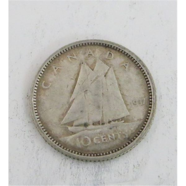 1937 Canadian Silver 10 Cent Coin