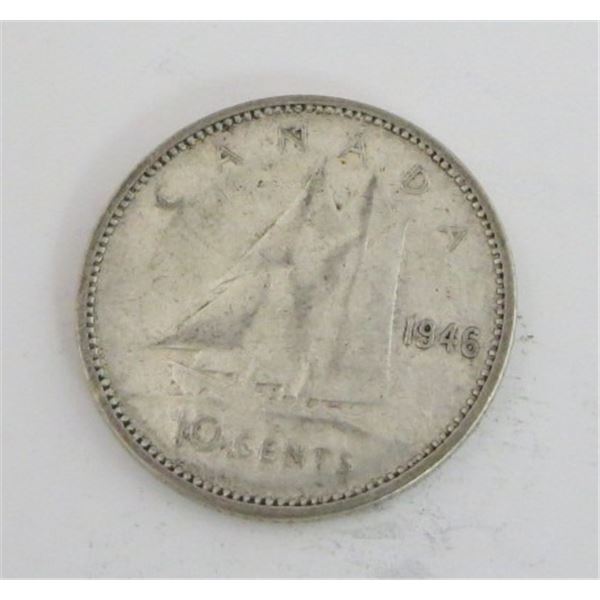 1946 Canadian Silver 10 Cent Coin