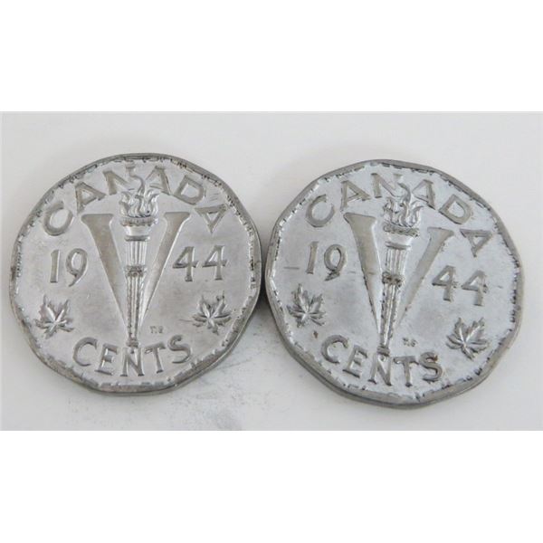 2x Canadian Victory Nickels 1944