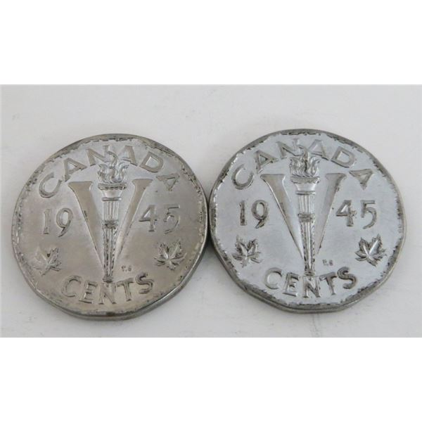 2x Canadian Nickels 1945