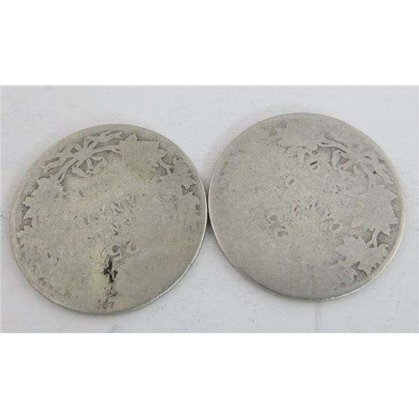 2 Canadian Silver Quarters 1910