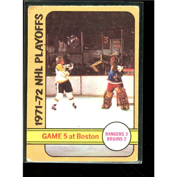 1972-73 O-Pee-Chee #54 Playoff Game 5/Rangers 3/Bruins 2